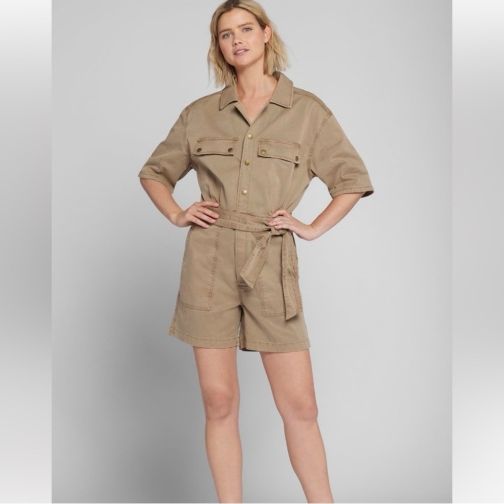 CURRENT/ELLIOTT The Serenity Short Sleeve Romper Size S In Oak New With Tag